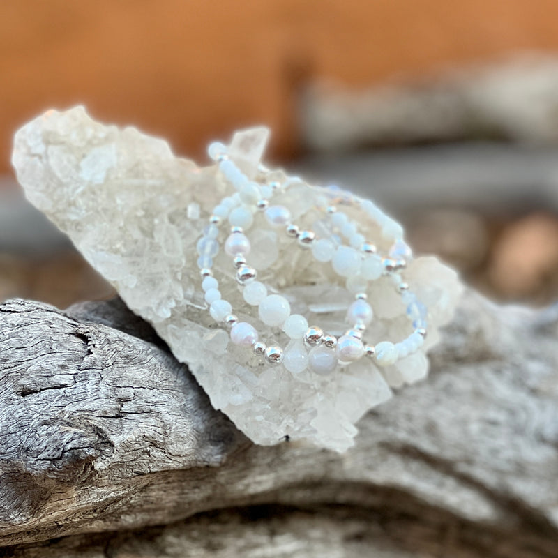 Silver Crystal Moonstone Bracelet
