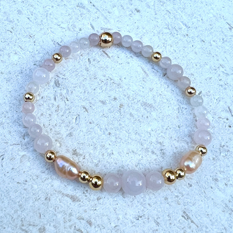 Gold Rose quartz Crystal  Bracelet