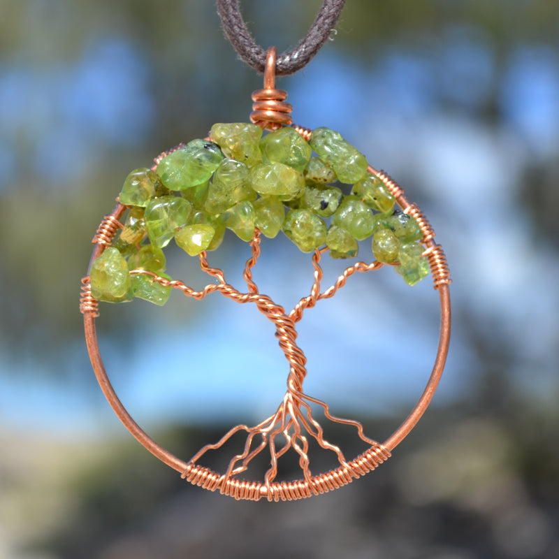 crystal and copper Tree of Life pendant, artisan crafted in Byron Bay, NSW by Thias Miller.