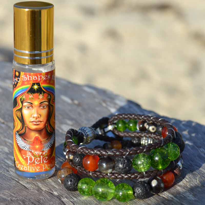 Goddess Pele Leather Wrap Essential Oil Bracelet