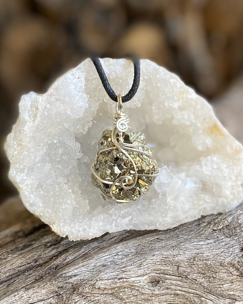 Pyrite in Sterling Silver Pendant Necklace