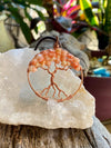 Pink Coral Tree of Life pendant necklace