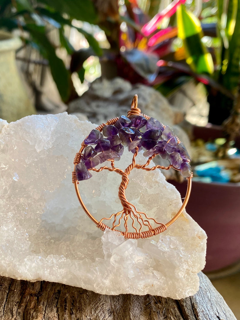 Amethyst Tree of Life pendant necklace