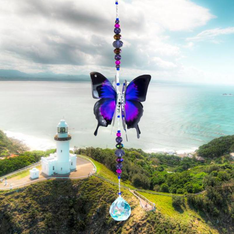 Purple Ulysses hand made butterfly crystal suncatcher by Kylee Joy