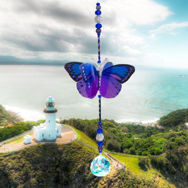 Midnight Blue hand made butterfly crystal suncatcher by Kylee Joy