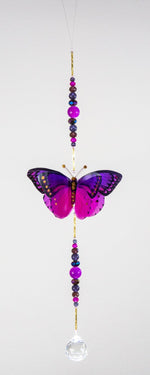 Discopink n Purple hand made butterfly crystal suncatcher by Kylee Joy