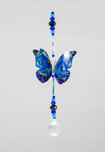 Blue Techno hand made butterfly crystal suncatcher by Kylee Joy