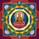 giclee print by visionary Artist Kylee Joy from Byron Bay, Painting of Goddess Lakshmi in a shri Yantra  Edit alt text