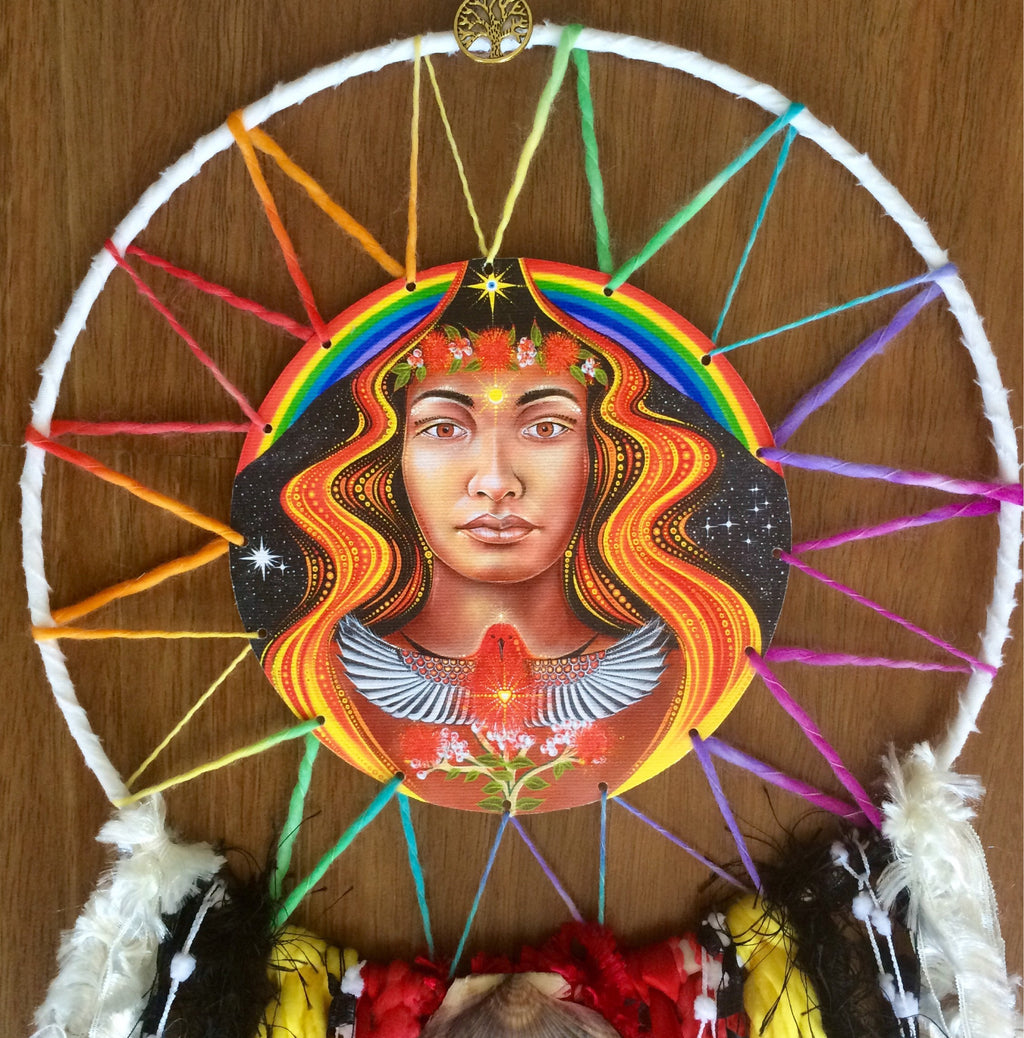 Pele, SpiritArt Mandala, Dreamcatcher, Animal Totem, Spirit Guide, Unique Visionary Art, Dreamtime, Dream Catch